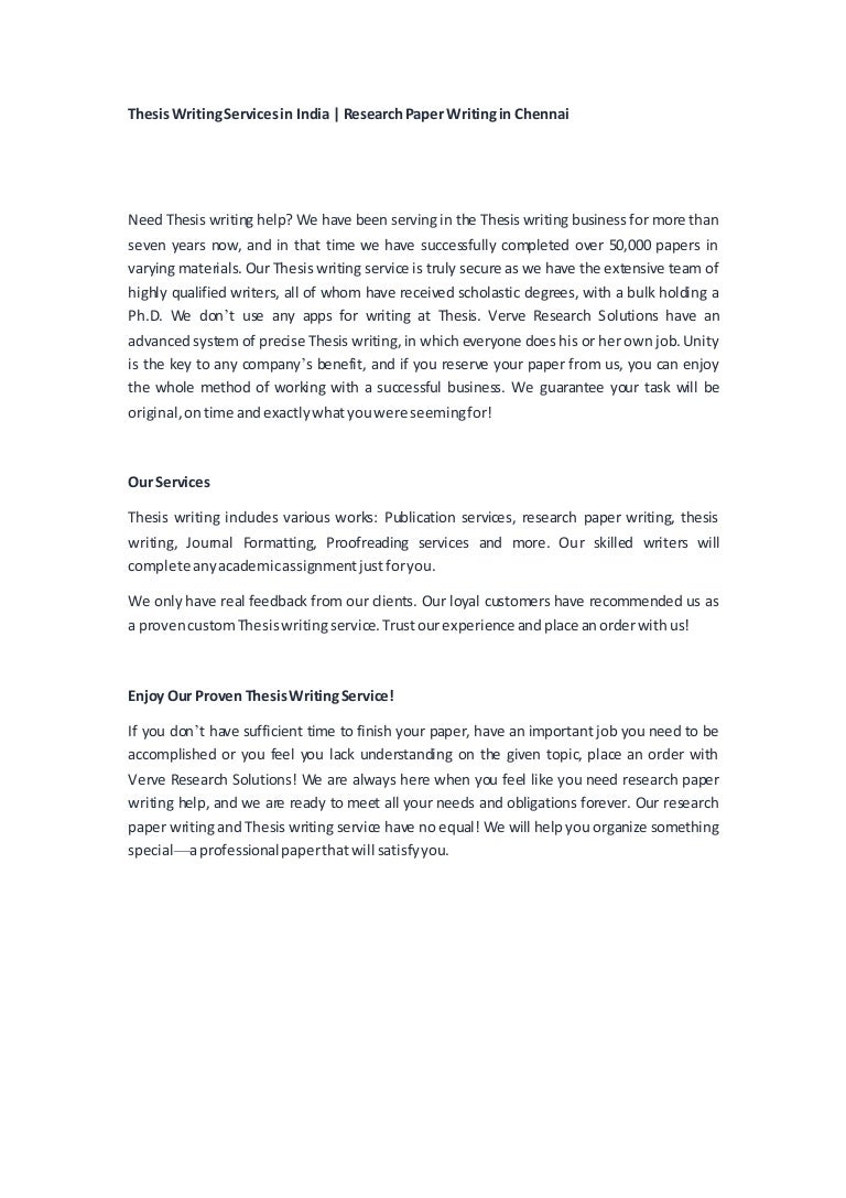 Thesis help chennai